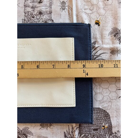 BALENCIAGA PARIS Pouch Travel Zip Bag Clutch Navy & White - Picture 6 of 7
